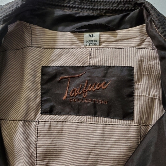 Brown Tulle Trim Moto Jacket Size XL Raw Edge Lined Retro Zipper Pockets Biker - Picture 14 of 15